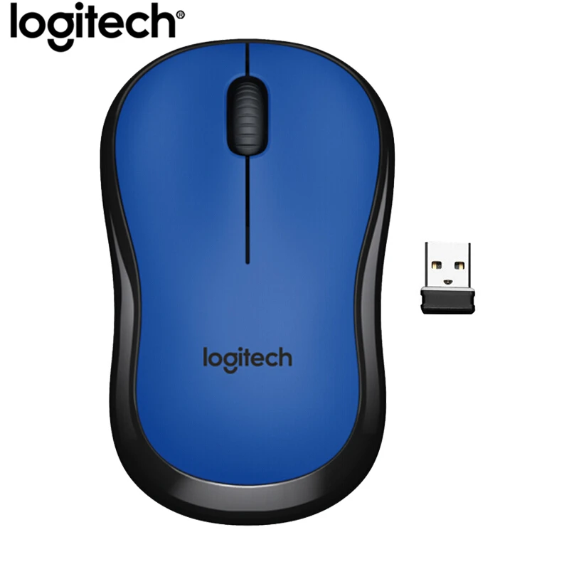Беспроводная Бесшумная мышь logitech M220, игровой компьютер, usb-приемник с 2,4 ГГц, Высококачественная оптическая эргономичная мышь для дома и офиса - Цвет: Синий