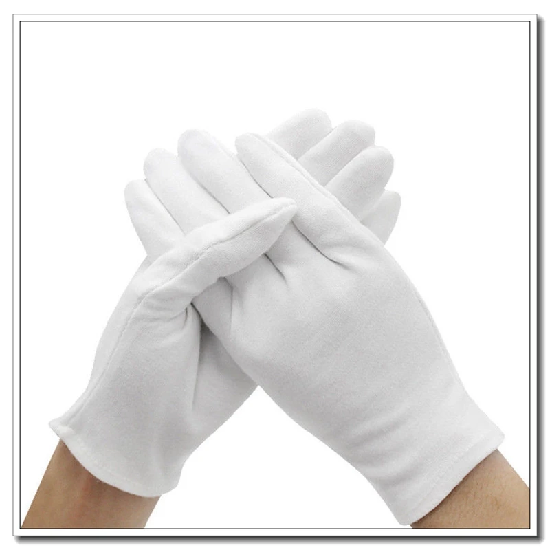 6 пар белых хлопковых перчаток бесворсовые перчатки для осмотра ювелирных