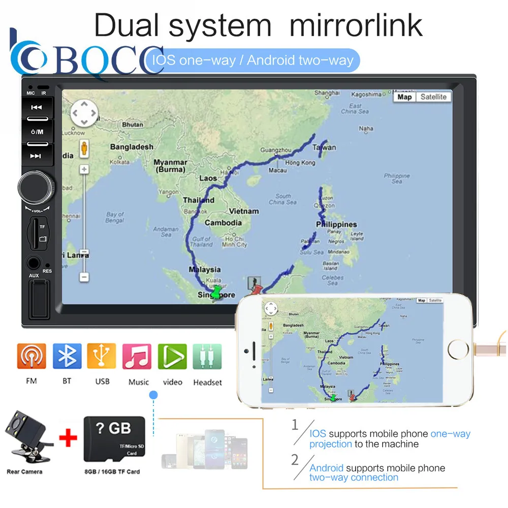 2 Din " Авторадио с сенсорным экраном Carplay центральный мультимедийный MP5 плеер с управлением зеркалами USB TF карта AUX FM Поддержка резервная камера
