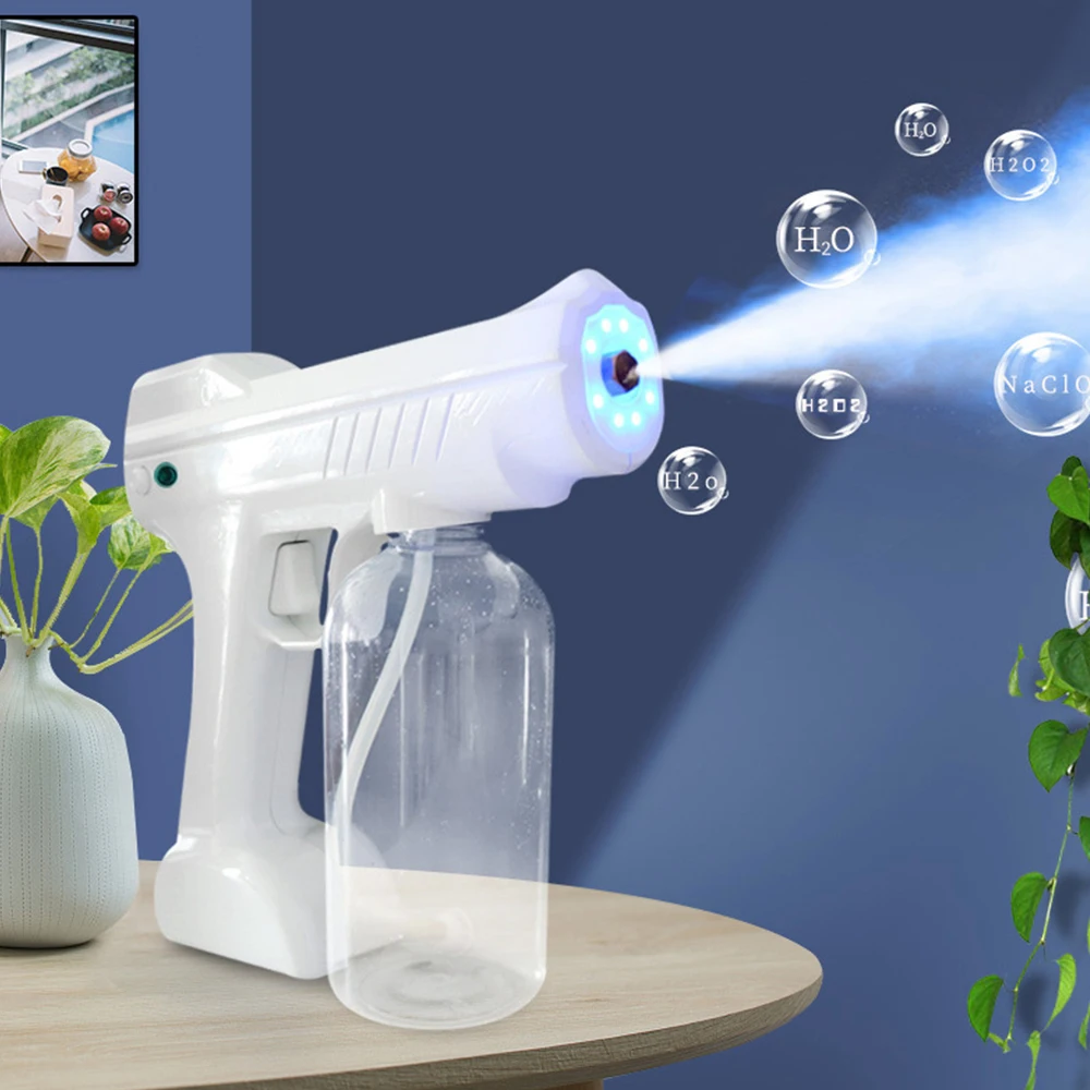 

Беспроводной ручной голубой атомайзер Nano с зарядкой через USB, ручной пистолет-распылитель UV для больницы, дома, KTV, диинфекционный синий свет...