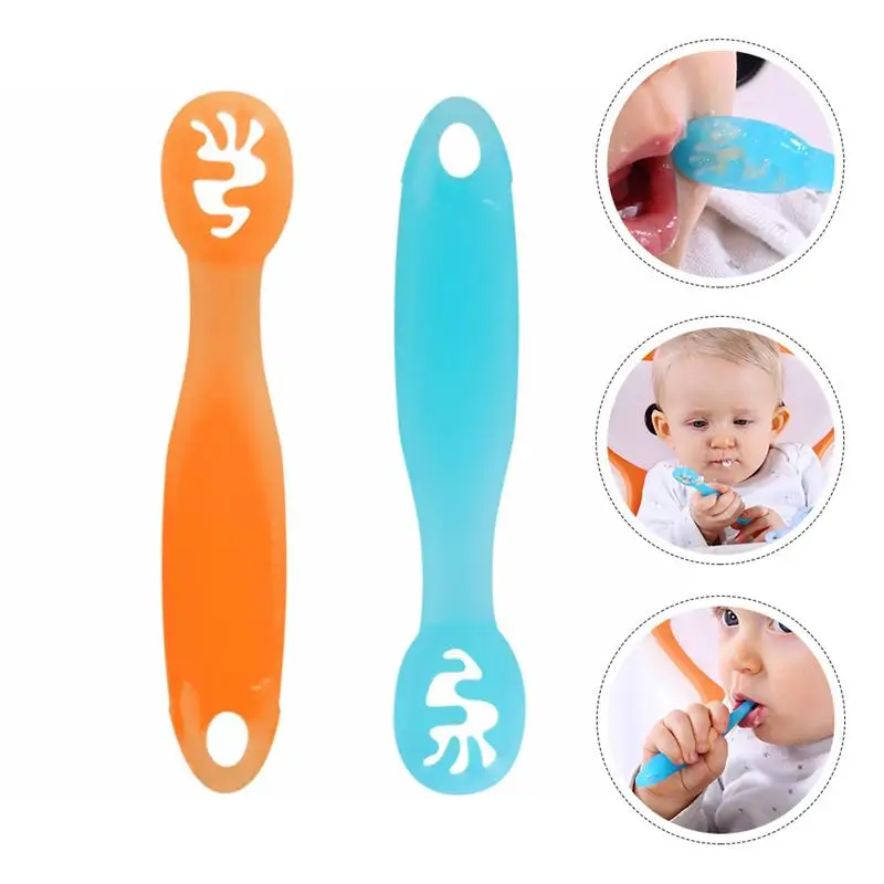 

2PCS Lovely Baby Learning Spoons Utensils Set Adorable Toddler Tableware