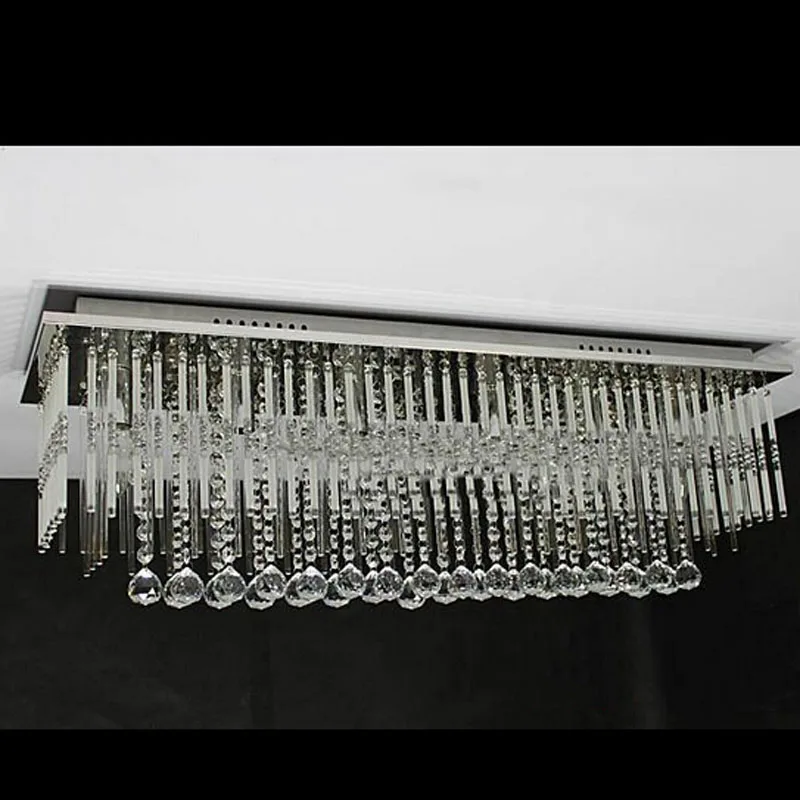 

New New Large LED Crystal Luxury Rectangular Pendant Light Modern Creative Iron Lamps for Dining Room Bedroom Foyer DHL Free