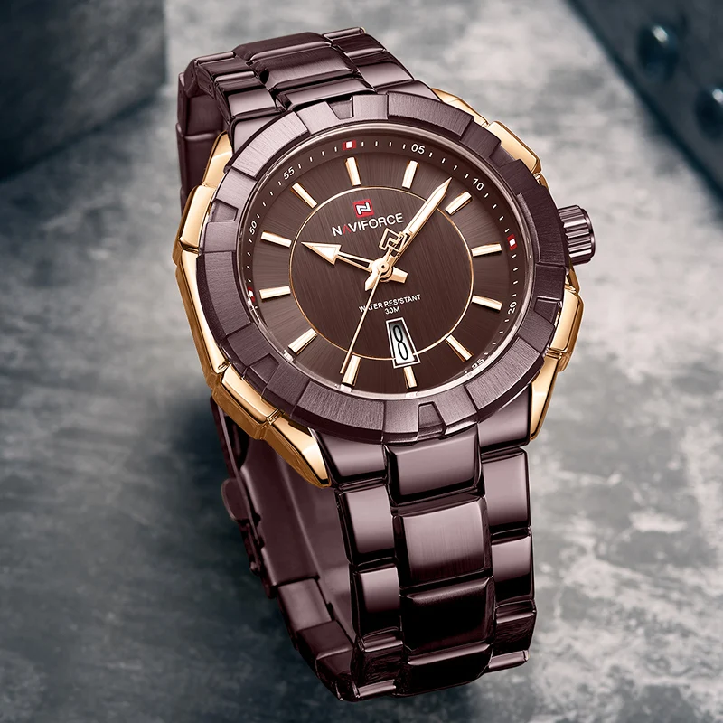 Часы наручные NAVIFORCE Мужские кварцевые деловые повседневные водонепроницаемые со