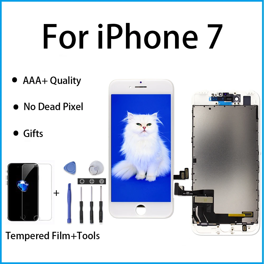 Черный/белый ЖК дисплей для iPhone 7 7G Дисплей 3D сенсорный дигитайзер сборка без