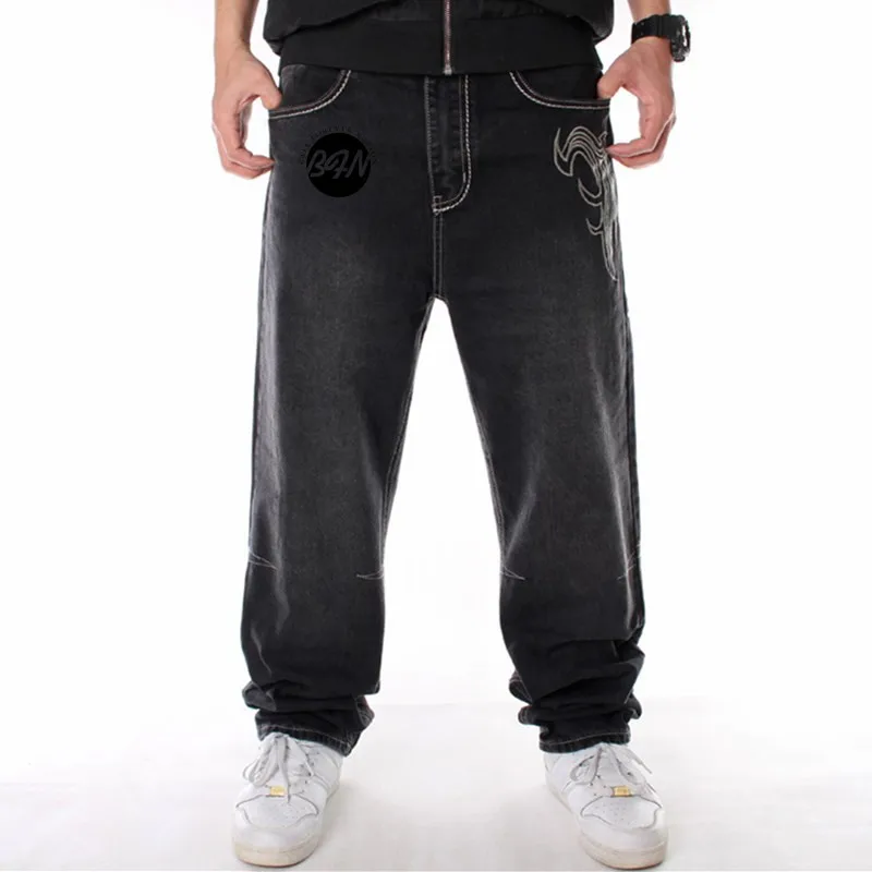 Мужские шаровары для уличного танца модные черные свободные джинсовые брюки с