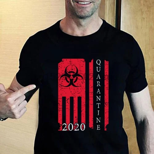 Карантин 2020 американский флаг рубашка с биозащитой|Мужские футболки| |