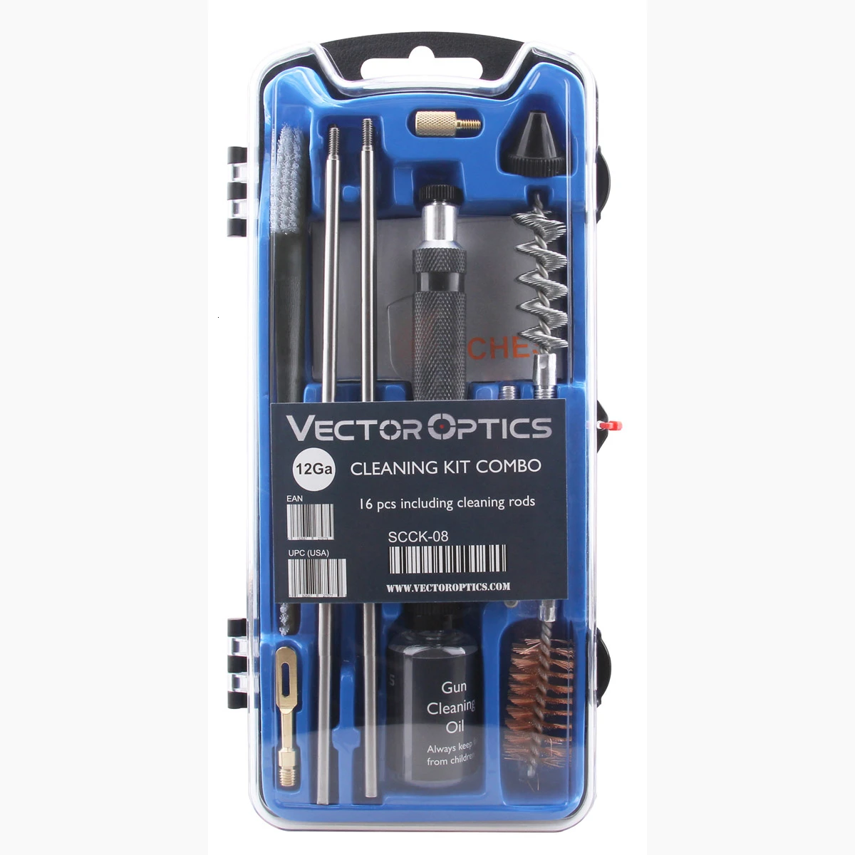 Набор для чистки пистолета Vector Optics 12GA пластиковый чехол 15 шт. в одной