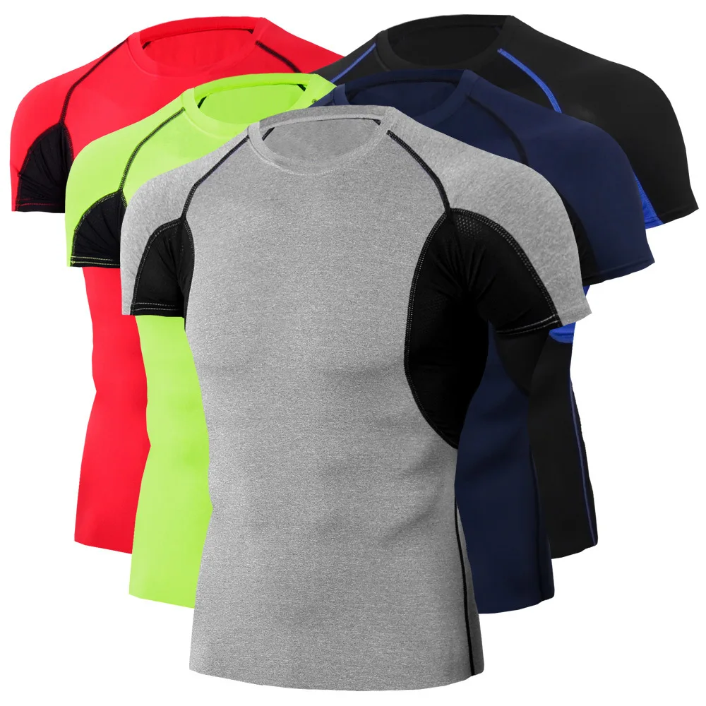 

Sports fitness clothing basketball training stretch sports tights outdoor running quick-drying T-shirt top short sleeve men