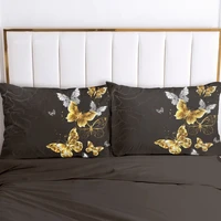 2pc pillow case pillowcase 50x70 50x75 50x80 50x90 80x80 70x70 decorative pillow cover bedding black gold butterfly for wedding