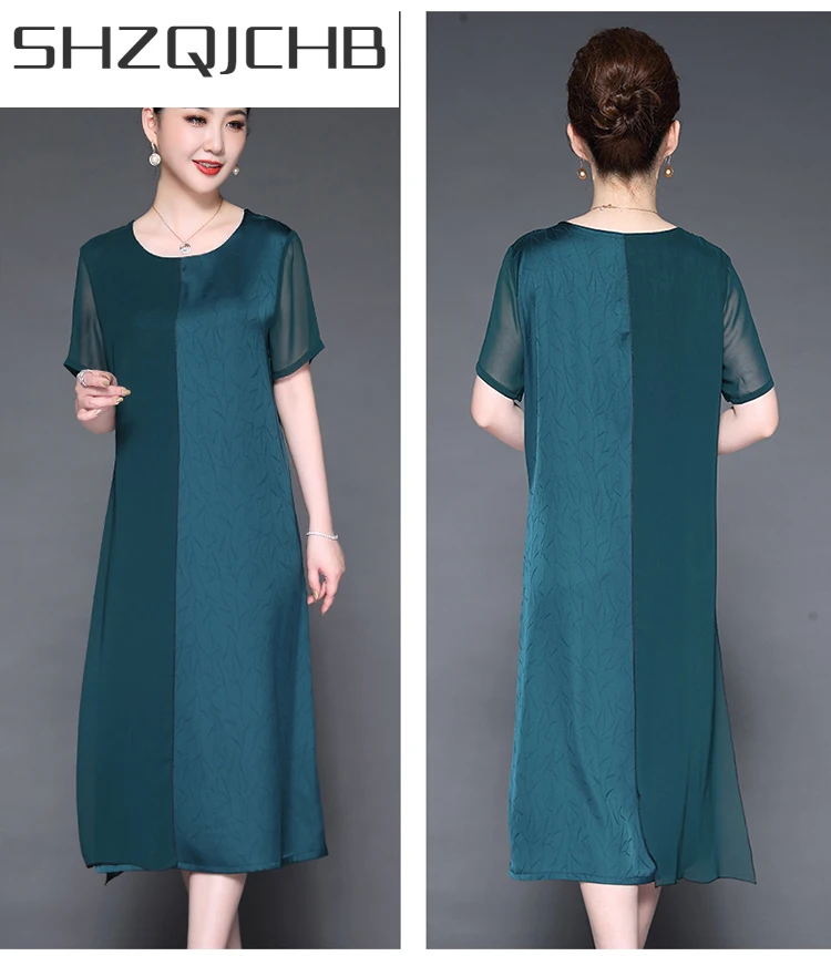 

SHZQ Real Silk Dress Women Party Dress Elegant Long Slim Summer Beach Dress Vintage Dresses Woman Plus Size Vestidos 87020QW