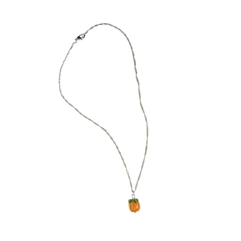 

YANGLIUJIA Glass Persimmon Pendant Necklace South Korean Style Sweet And Elegant Fashion Necklace Girl Jewelry Accessories
