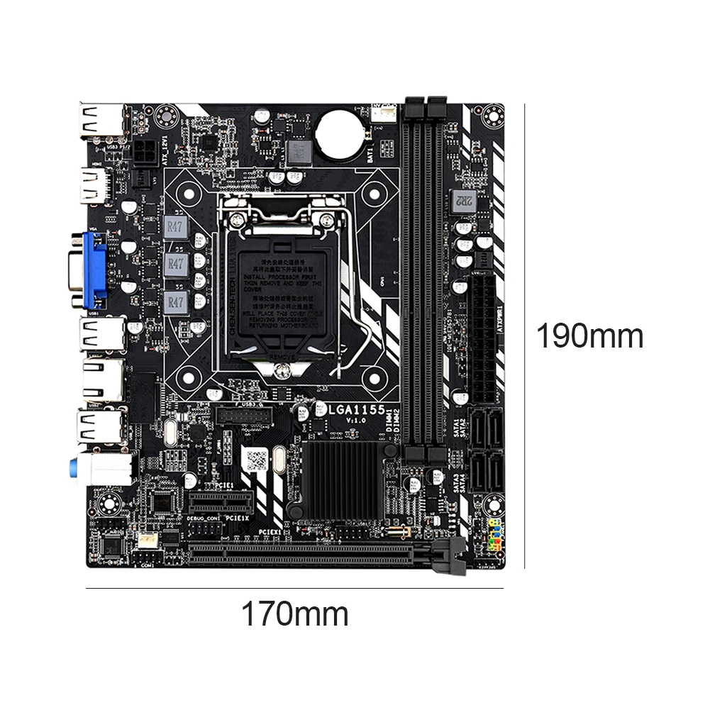 

H61M Micro ATX Motherboard LGA 1155 CPU Socket 2 DDR3 Slots PCIe 8X GPU Slot VGA HDMI-Compatible for Desktop Computer