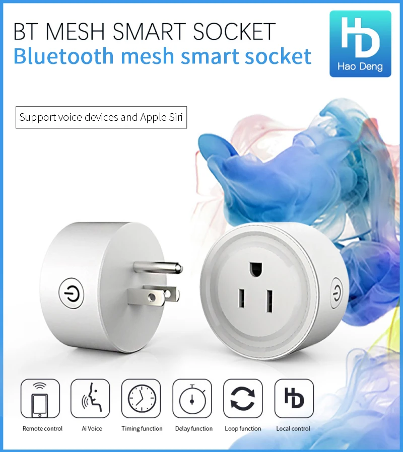 

WiFi Bluetooth-Compatible Mesh Smart Plug US Outlet Smart Socket Remote Control Suitable For Alexa Google Home For Hao Deng APP