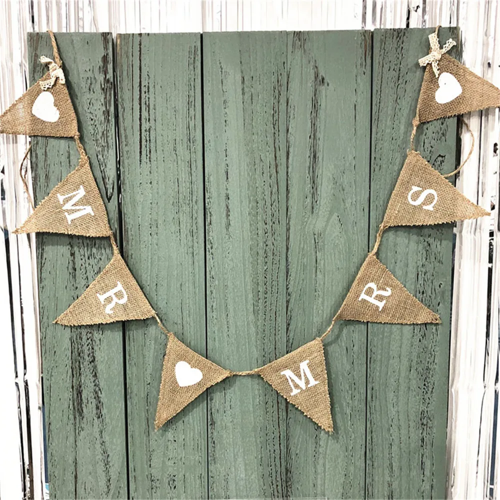Свадебный реквизит для фотографий мистер миссис баннеры джутовый флаг женский