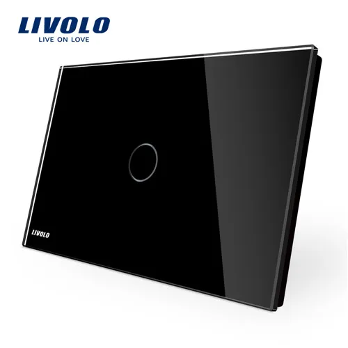 Black Livolo настенный сенсорный выключатель, панель из кристального стекла, AC110~ 250 В, светодиодный индикатор, стандарт США/Австралии, светильник с сенсорным экраном, 4 цвета - Цвет: Black