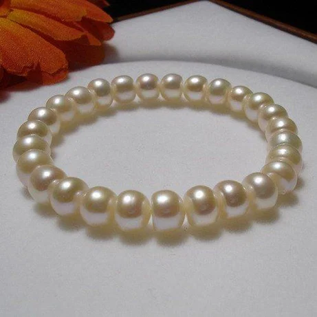 

New Arrivals Unique Pearl Jewellery White Color 100% Genuine Natural Freshwater Pearl Elastic Bracelet Fashion Women Gift