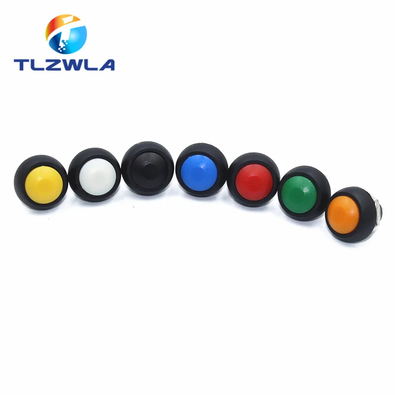 

1PCS DIY Mini 12mm Momentary Waterproof Push Button Switch Horn Blue White Green Red Yellow Black 1A 250V Self-reset