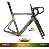 icanbikes newstyle design carbon t800 flat mount disc brake road frame with rainbow decals chameleon painting 100x12142x12