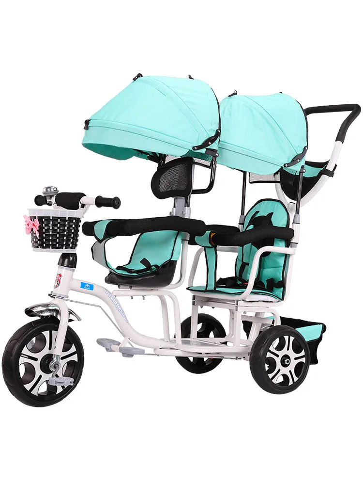 Трехколесная коляска для близнецов 3 колеса двойная детей ограждение сиденья