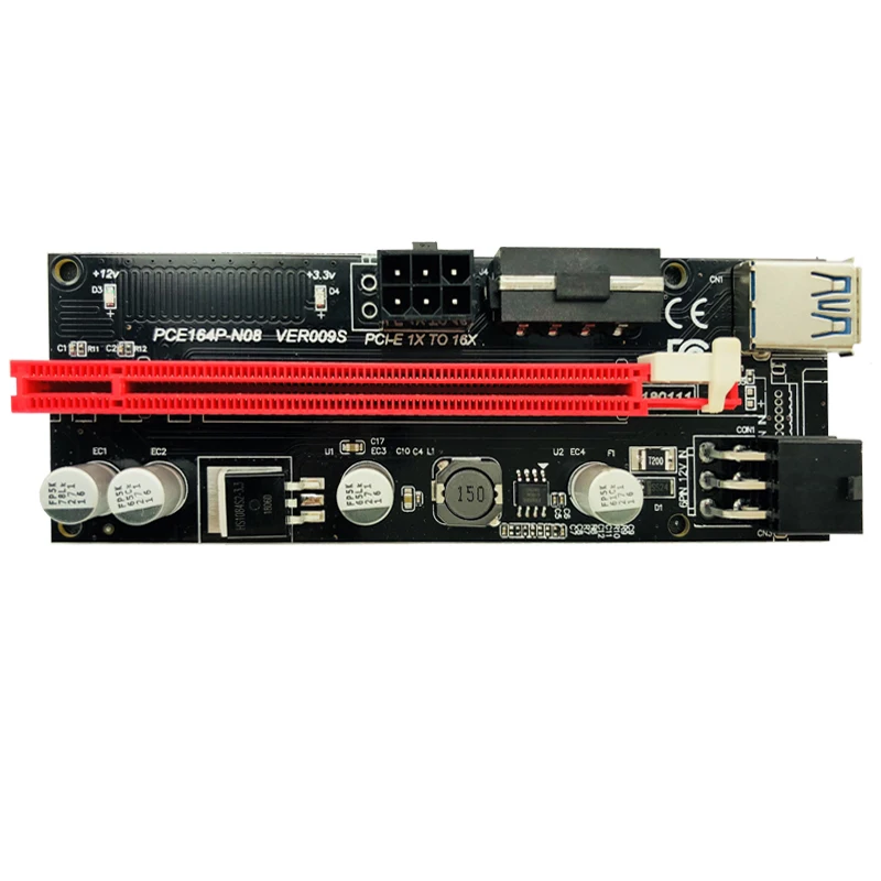 

100PCS 009S USB 3.0 PCI-E Express 1X to 16x Extender Riser Card SATA 15pin Male to 6pin Power Cable for BTC Bitcoin Miner Mining