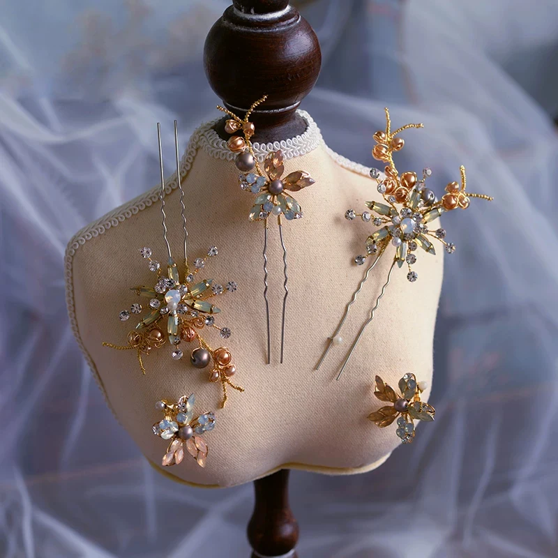 Элегантные стразы женские шпильки с серьгами заколки для невесты свадебный