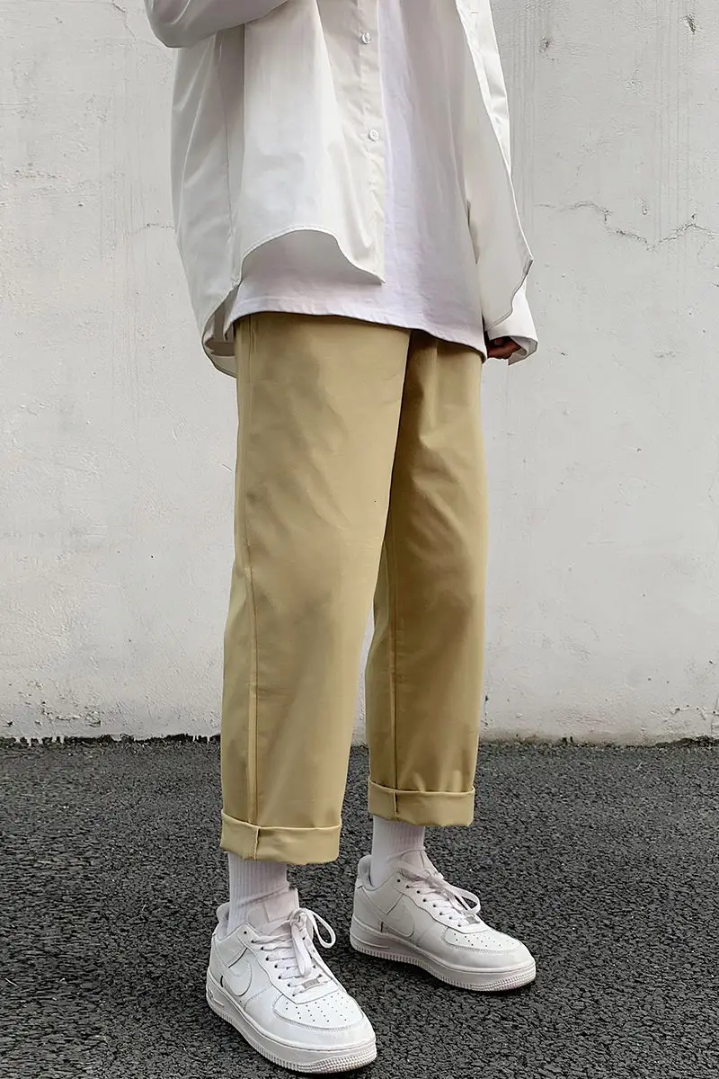 

Casual Cargo Pants Men Straight Down Joggers New Pure Color Loose Thick Large Size