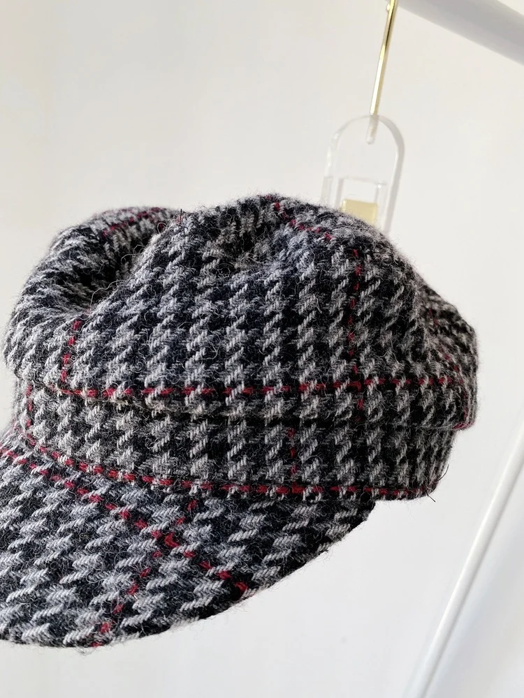 

and Autumn Spring New Wool Plaid Navy Hat Fashion All-match Hat Comfortable