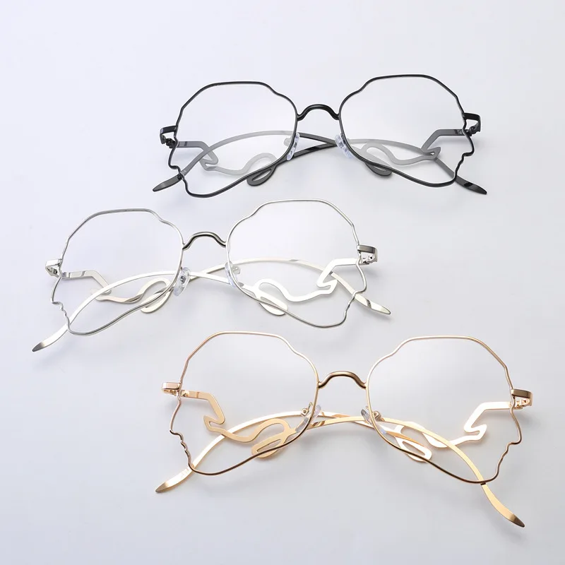 Неправильные металлические очки оправа для женщин и мужчин унисекс близорукие