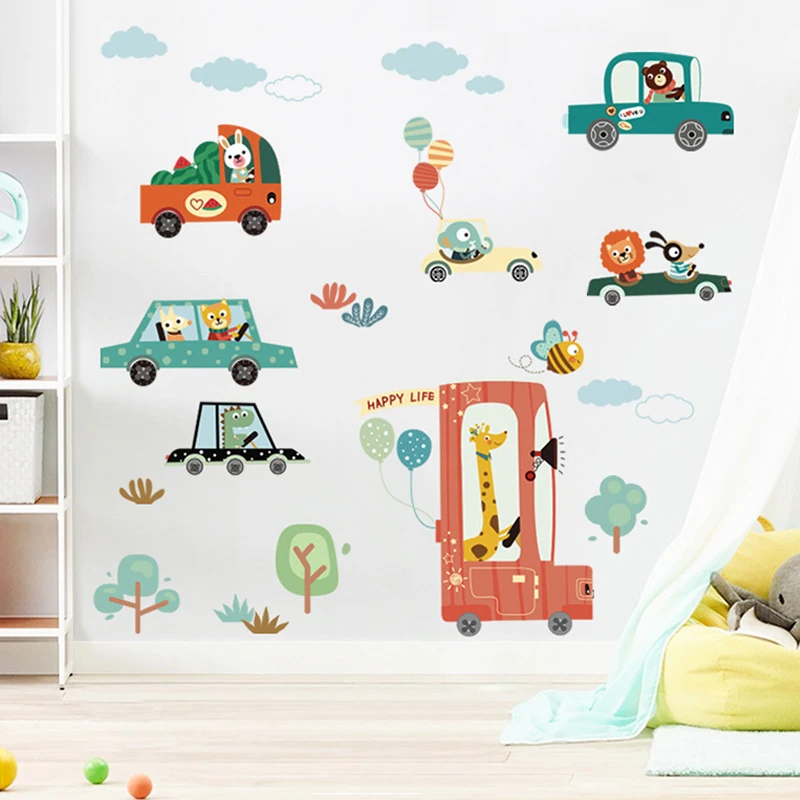 

Cartoon cars wall sticker baby room stickers kids room decoration cute stickers self-adhesive home decor bedroom wall decoration