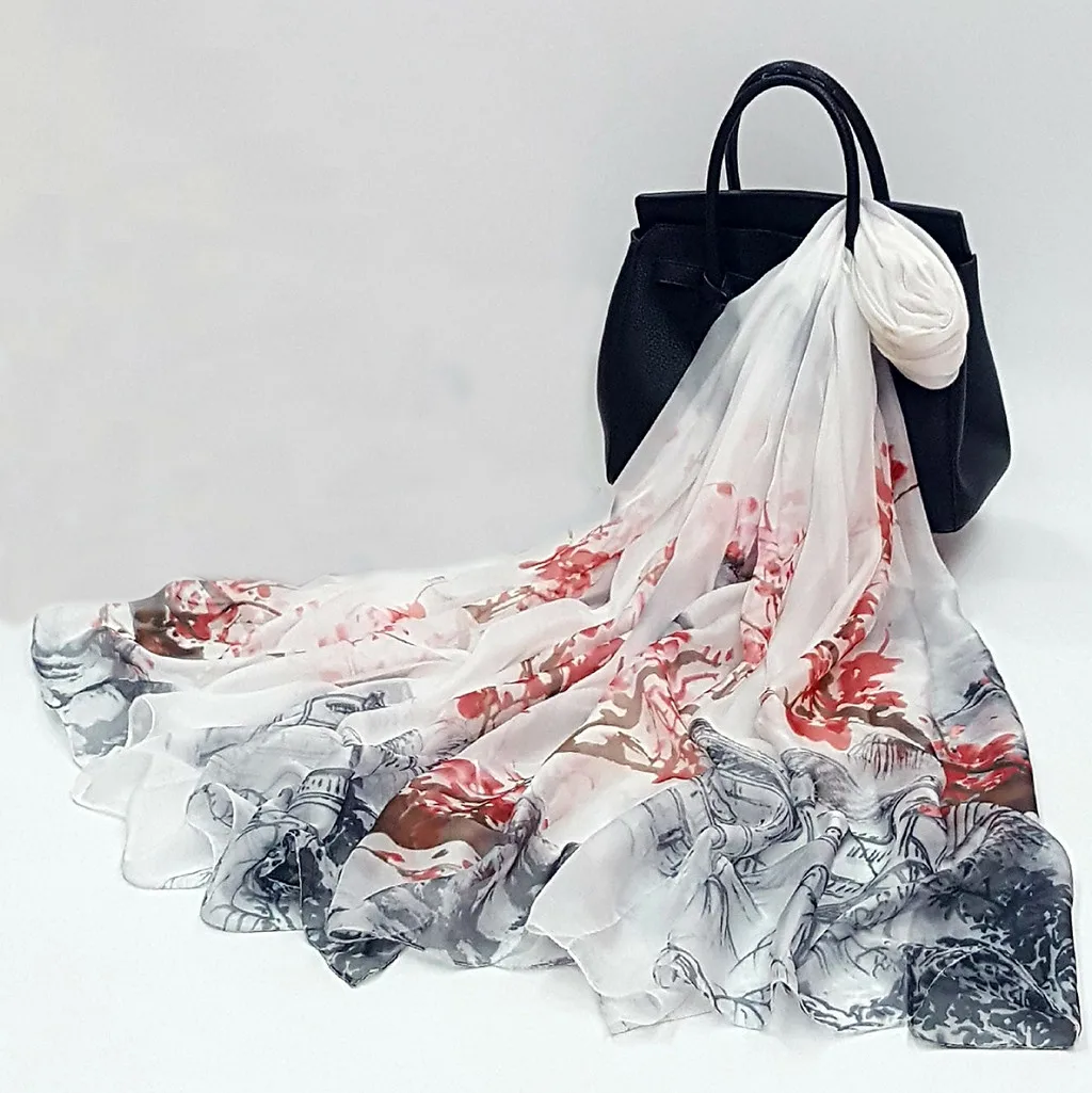 Шарф женские шарфы женский шарф Сливовый цветок платок для защиты от солнца