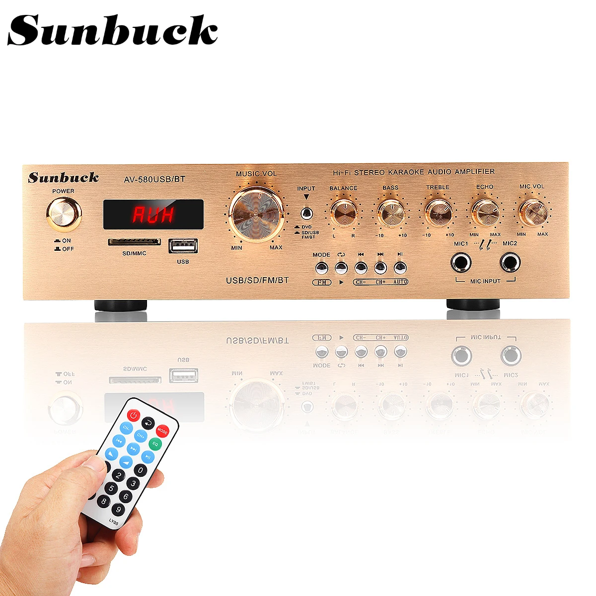 SUNBUCK 5 канал bluetooth5.0 FM Hi-Fi стерео усилитель светодиодный цифровой Караоке дома Кино