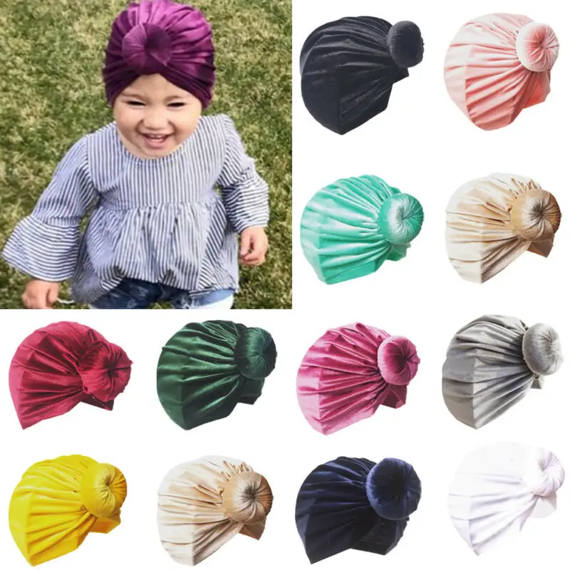 

Cute Newborn Toddler Kids Baby Boy Girl Indian Turban Knot Cotton Beanie Hat Cap