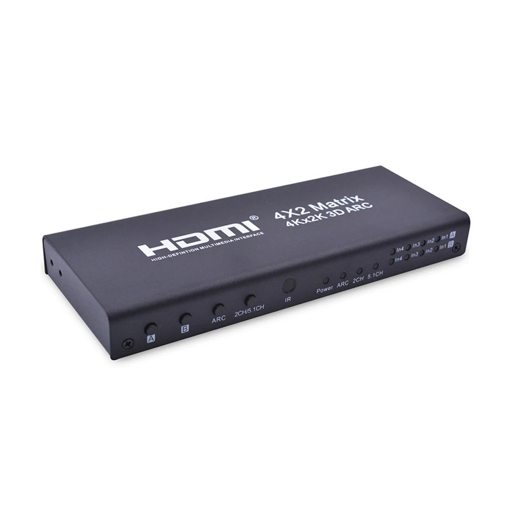 Портативный HDMI матричный 4X2 HDMI Разветвитель переключатель 1,4 HDMI 4 в 2 Выход коммутатор разветвитель адаптер Поддержка 4 к* 2 к с пультом дистанционного управления