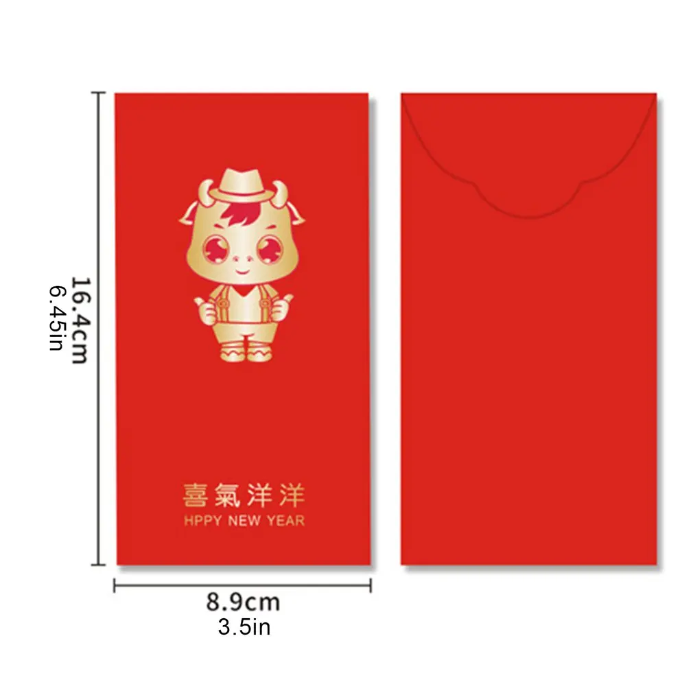 

6pcs/set Cute Cartoon Cattle Spring Festival Red Envelope Best Wishes Lucky Money New Year's Red Envelope