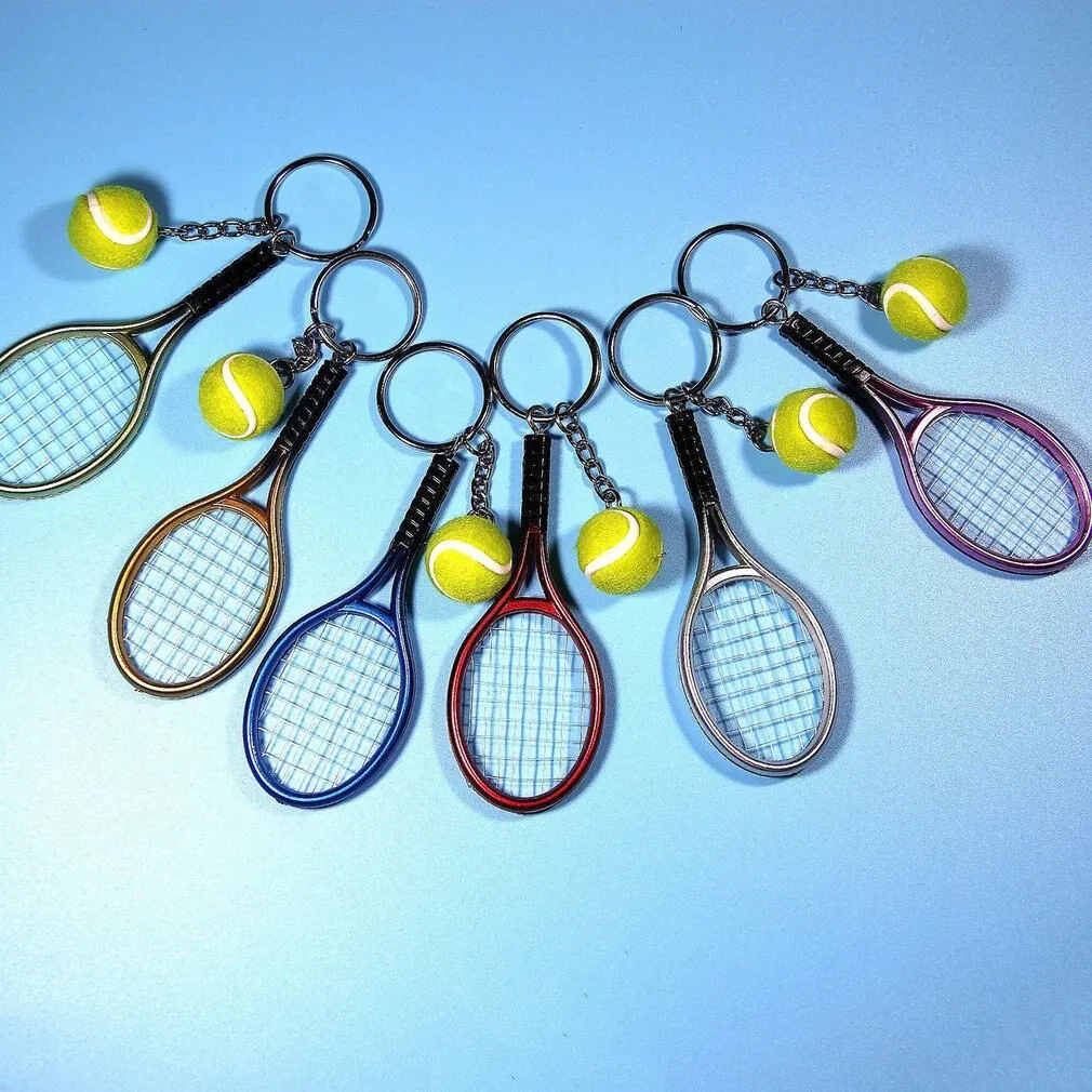 

Cute Sport Mini Tennis Racket Pendant Keychain Keyring Key Chain Ring Finder Holer Accessories Gifts for Teenager free shipping