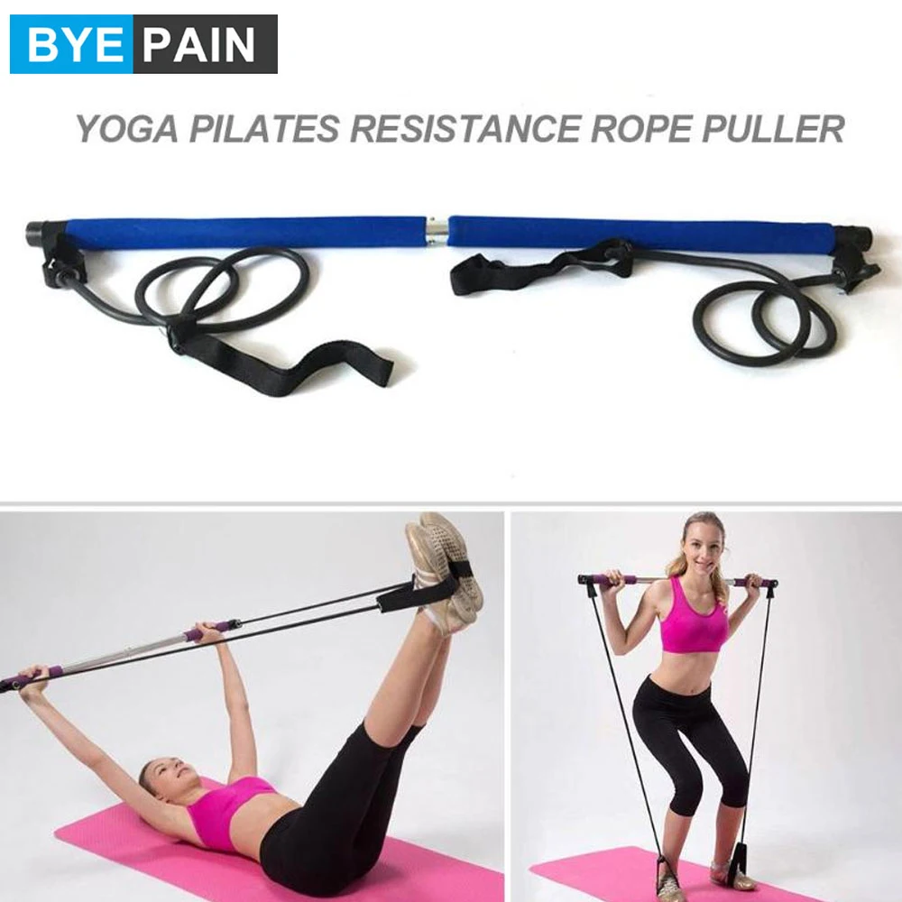 

1 комплект Портативный Пилатес бар комплект с поясоком сопротивления Пилатес палка для упражнения тонизирующий бар всего тела тренировки д...