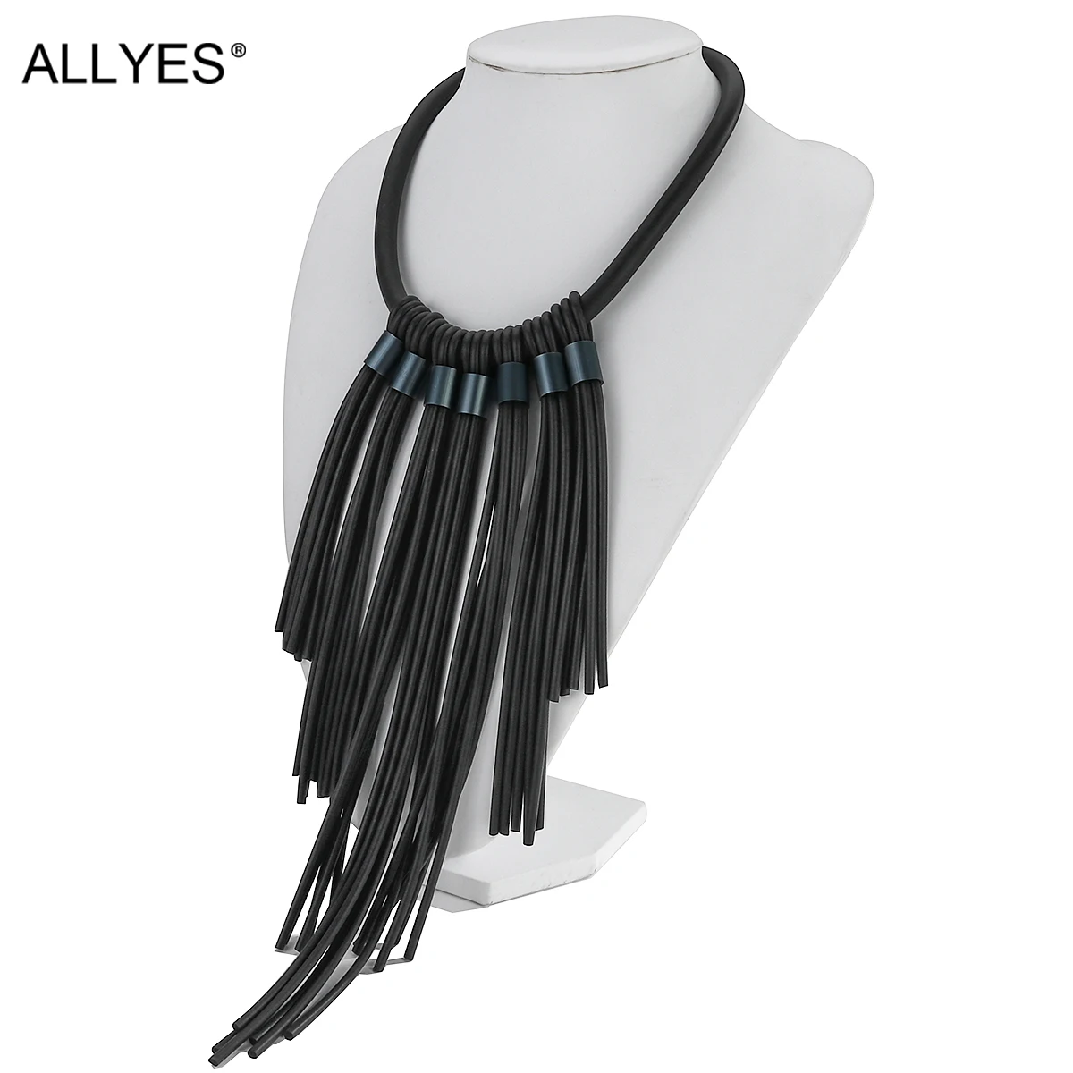 

ALLYES All-match Black Leather Collar Choker Necklaces for Women Fashion Tassels Necklace Statement Accessories Jewelry Gifts