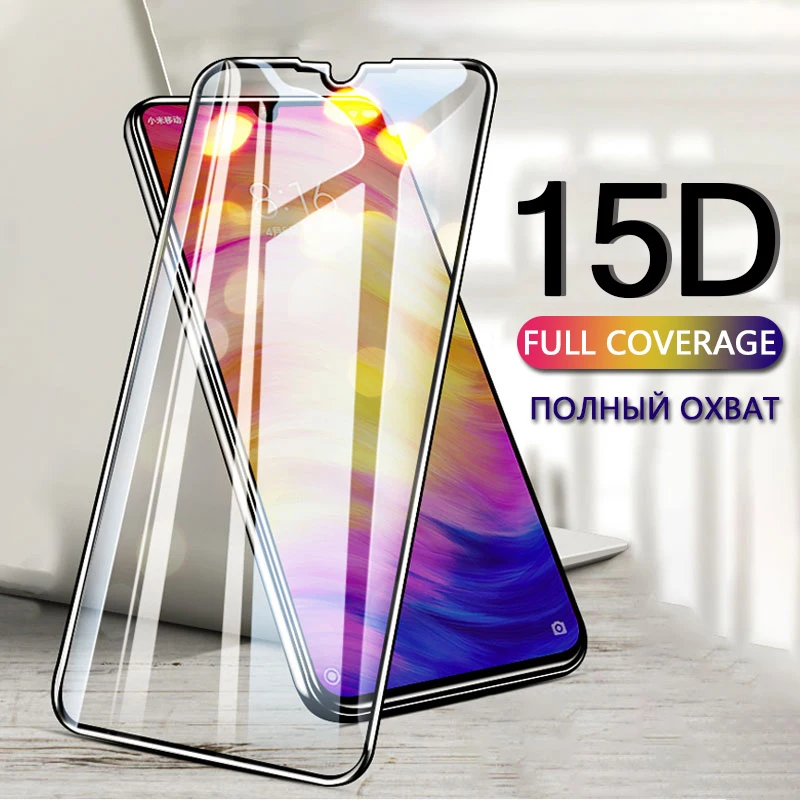 

15D Full Cover Tempered Glass For Xiaomi Redmi Note 7 6 8 Pro 5A 6A Screen Protector For Redmi 6 K20 Pro 5 Plus Protective Film