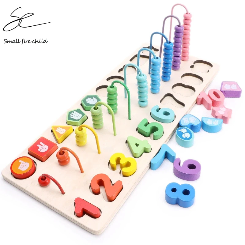 Новые Детские Деревянные Монтессори Abacus Учимся считать цифры соответствующие цифровые формы матч раннее образование обучение Математические Игрушки