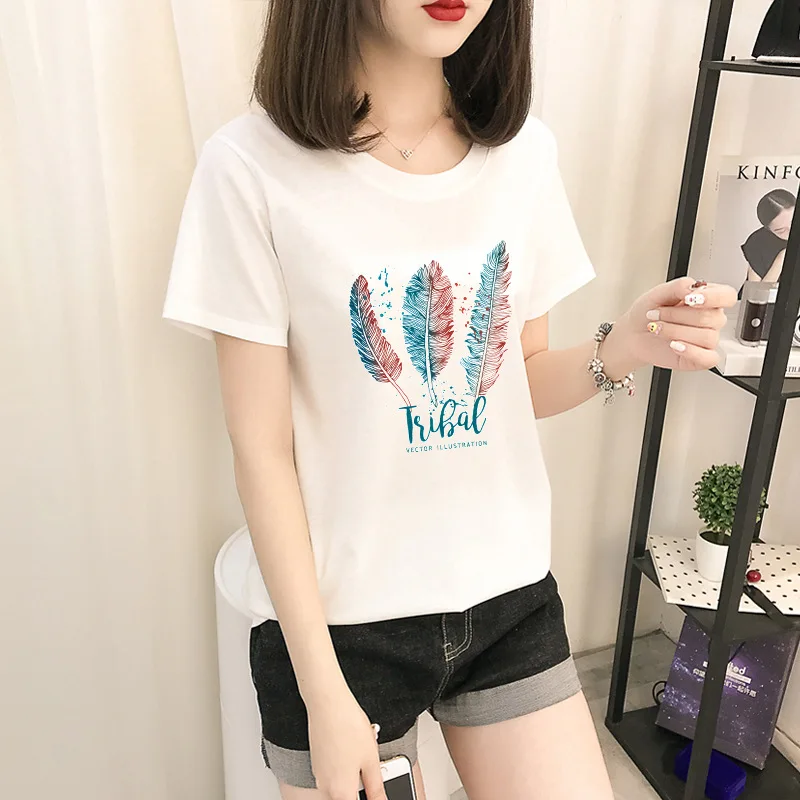 

New fashion Round neck European and American women's summer 2021 short-sleeved t-shirt one