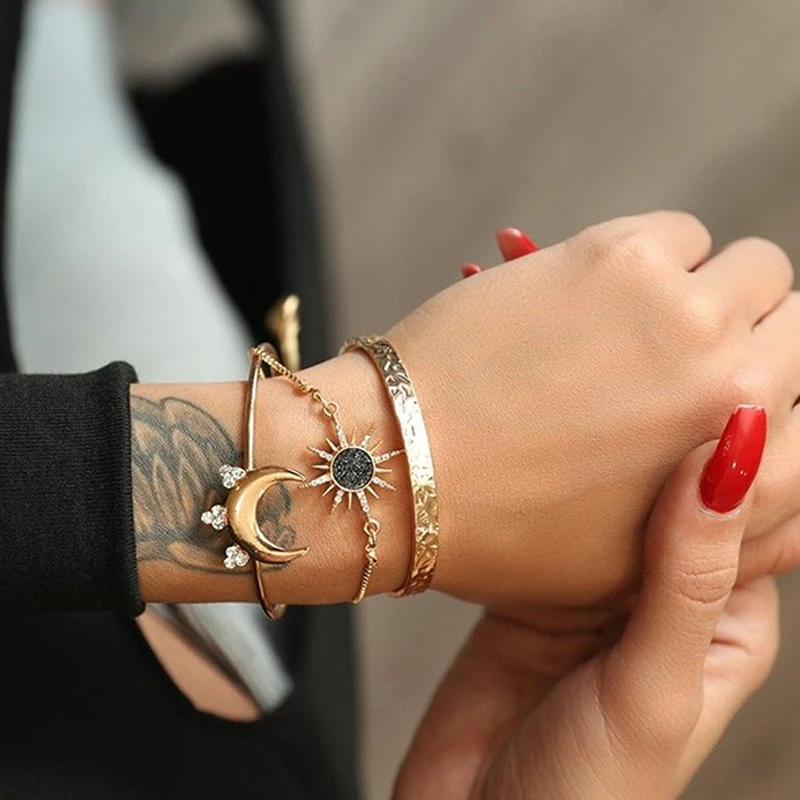 3 шт./компл. в богемном стиле женские браслеты с украшением виде кристаллов