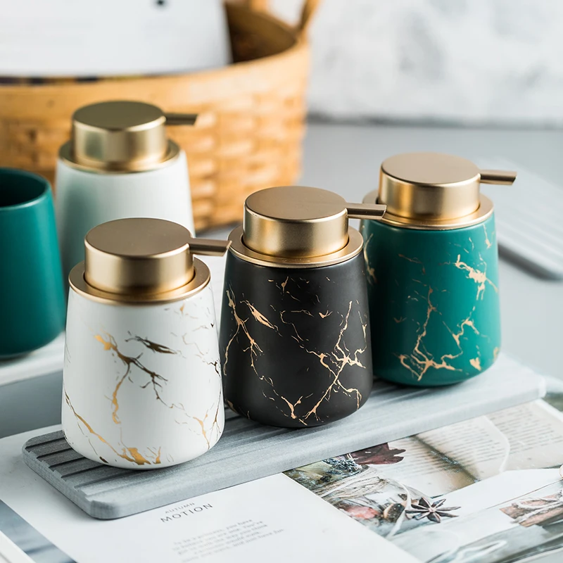 

Ceramic Marble Pattern Bathroom Set Bathroom Supplies Ceramic Lotion Bottle Shampoo Disinfection Press Bottle Diatom Mud Tray