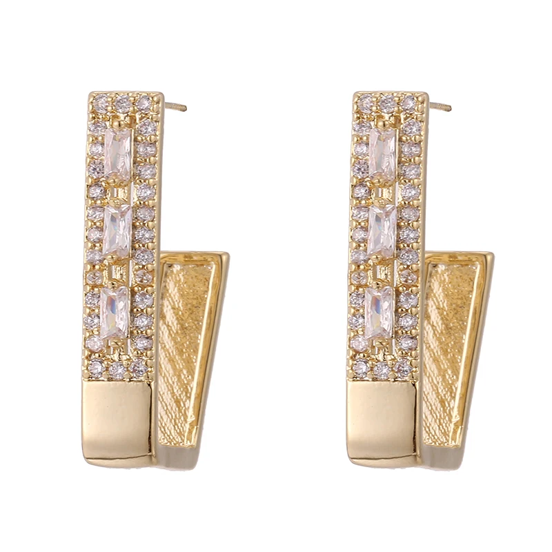 

Women Fashion 3A Zircon 14K Gold Plated Brand Earring New Korean Style Pendants Luxury Jewelry Dangling Earring Trend 2021