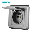 Настенная розетка SRAN, с водонепроницаемой крышкой, 16 А, панель ПК, железная пластина, железный зажим, европейская розетка