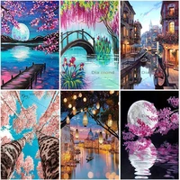 5d diamond painting landscape diy full square round diamond embroidery scenery mosaic picture of rhinestone christmas decoration