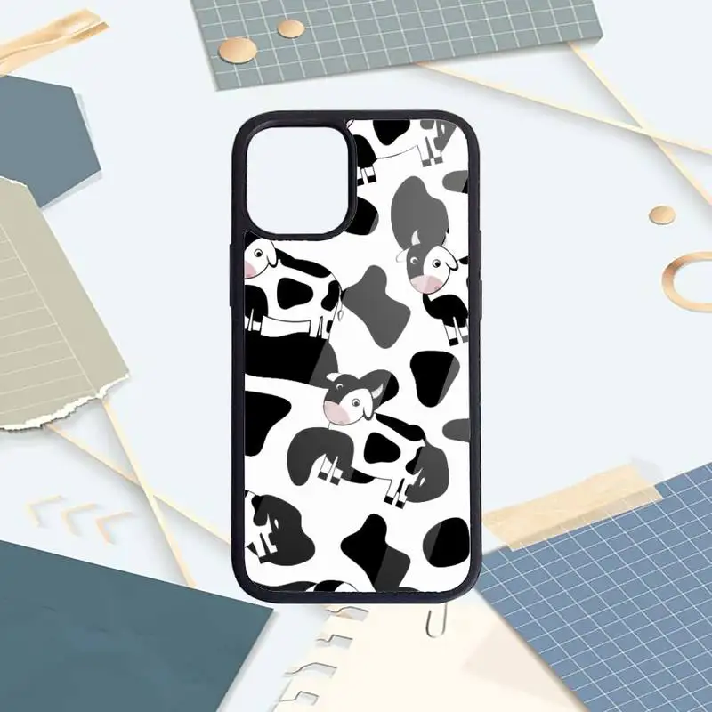 

Cow Print Black White pattern Phone Case PC for iPhone 11 12 pro XS MAX 8 7 6 6S Plus X 5S SE 2020 XR Luxury brand shell funda