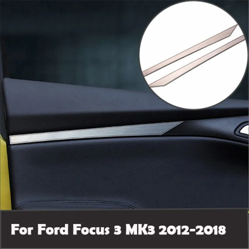 

For Ford Focus 3 MK3 2012-2018 Car Styling 2pcs/set Stainless Steel Interior Door Plane Armrest Decoratin Stickers Trim