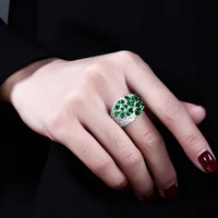 ring in 5 colors cubic zirconia of blue green champagne clear and siam cz stones jewelry colorful fashion rings