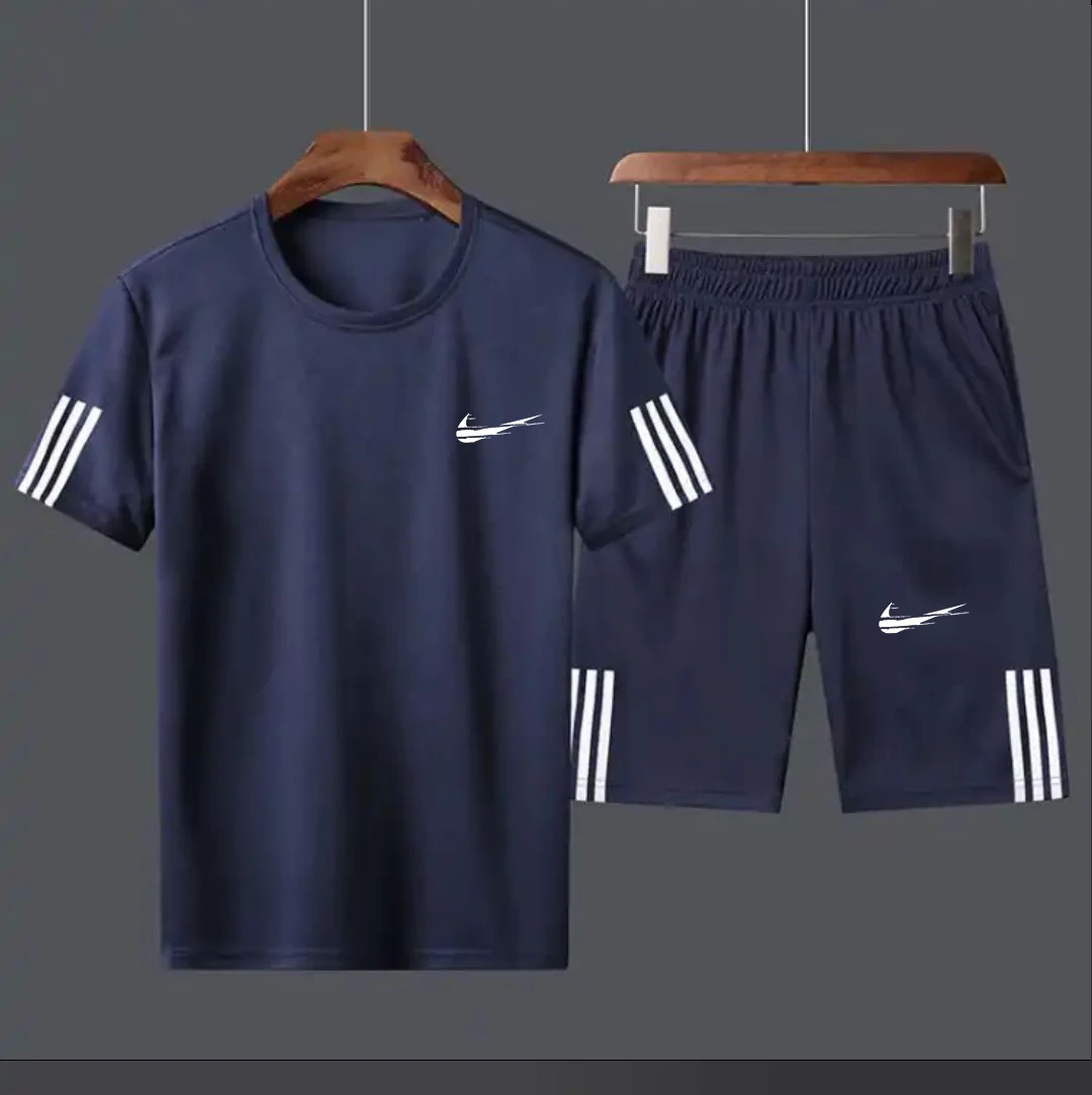 

Summer Hot Sale Men's Clothing Jogging Racing 2 Piece Set Quick Dry Breathable T-shirt + Men's Shorts Sport Suit M-5XL