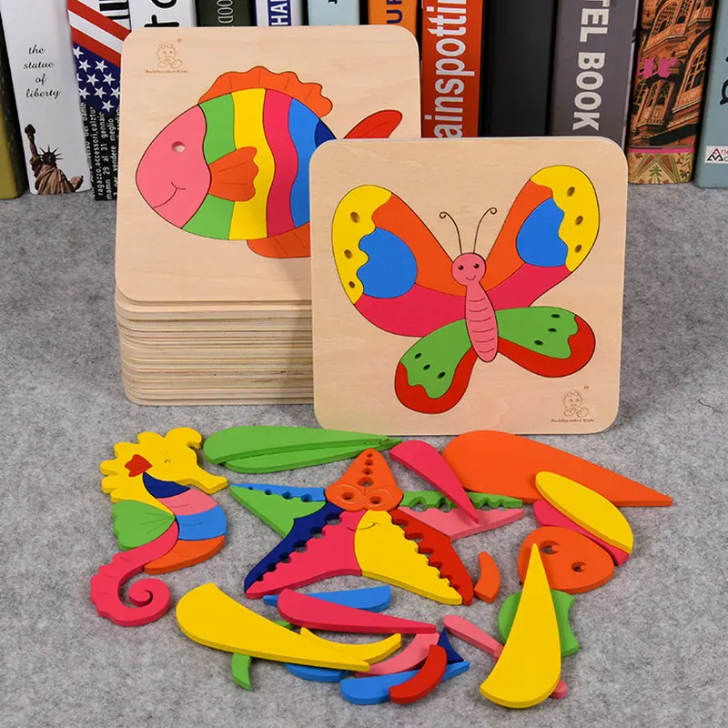 Детские развивающие 3D пазлы деревянные игрушки Классические однослойные с